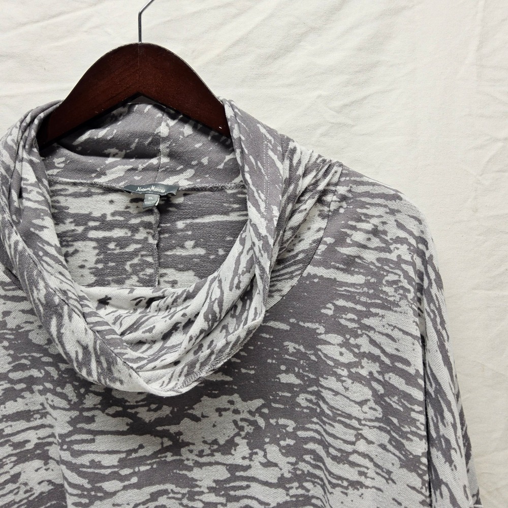 Neiman Marcus Cowl Neck Top Womens XL Gray White Abstract Marbled Knit - Picture 1 of 10